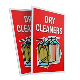 Dry Cleaners (2-Pack) 24" x 36" Plastic Signs | Sign Insert 4mm Corrugated Plastic Signs Storefront Window Poster
