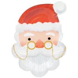 HNH Santa Claus Paper Plates Set 25 cm Santa Shape Set of 20 Paper Plates Party Tableware Table Decoration for Christmas