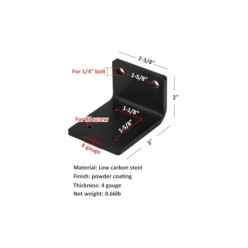 heneng 4 Pcs L Shaped Angle Bracket, 3" x 2-3/8"