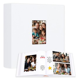 Photo Album 4x6 240 Photos with Writing Space, Linen Cover with Front Window, 240 Photos Horizontal and Vertical 4x6 Photo Album Book for Wedding Kids Travel Family Baby Pictures White