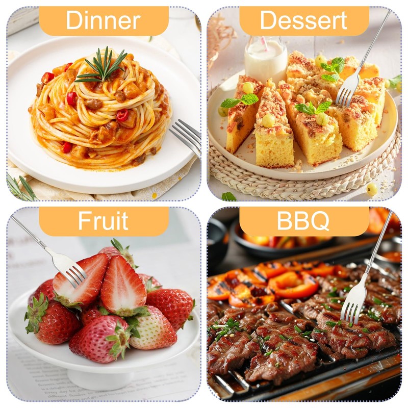 MBAIYO Extendable Fork, Telescopic Fork, Meat Fork, Stainless Steel, Retractable