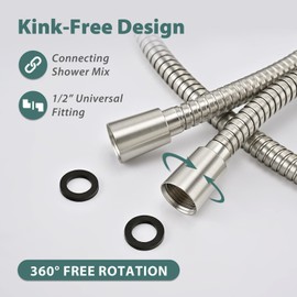 Vzasei 59 Inches 304 Stainless Steel Brushed Nickel Shower Hose Extra Long