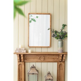 Udorich Rustic Rectangle Mirror for Home Decor, Solid Fir Wood Frame, 24"x36", Brown