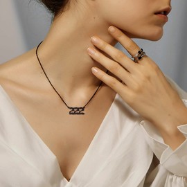 U7 222 Black Stainless Steel Layered Necklace