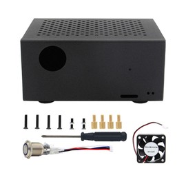 Geekworm X728-C1 Metal Case with Cooling Fan & Power Button for Raspberry Pi 4 & X728 UPS V2.5/V2.3/V2.2/V2.1/V2.0