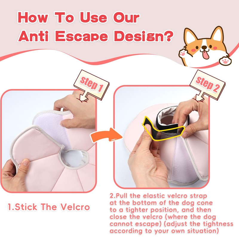 Soft Small Dog Cone Collar Alternative, Adjustable Protective Dog Head