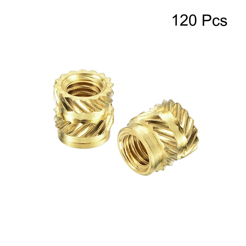 sourcing map Knurled Insert Nuts, 120Pcs M4 x 6mm L