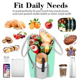 Coobiiya Lunch Bag Women, Lunch Box Bag for Women Adult Men, Small Leakproof Cute Lunch Tote Large Capacity Reusable Insulated Cooler Lunch Container for Work/Office/Picnic/Travel-Green