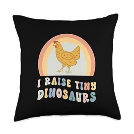 Funny I Raise Tiny Dinosaurs Chicken Mom I Raise Tiny Dinosaurs Chicken Farm Animal Lover Throw Pillow, 18x18, Multicolor