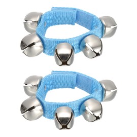 PATIKIL 2pcs Wrist Bells, Jingle Bells Ankle Bells Hand Bells Wrist Bells Bracelet Percussion Instruments Musical Rhythm Band with 5 Silvery Bells for Party Christmas, Blue