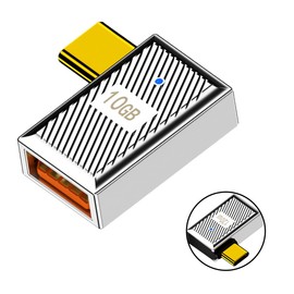 WLGQ USB 3.1 A to C Adapter, Type C Male to A Female 120W Charging 10Gbps Aluminum Alloy 90 Degree Angle Right Angle AD-U05