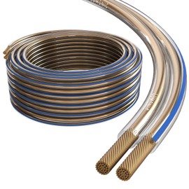 Lumonic Lautsprecherkabel | 10m Transparent | 2X 2,5mm² CCA | Blaue Markierung HiFi Boxenkabel | Audio Zwillingsleitung