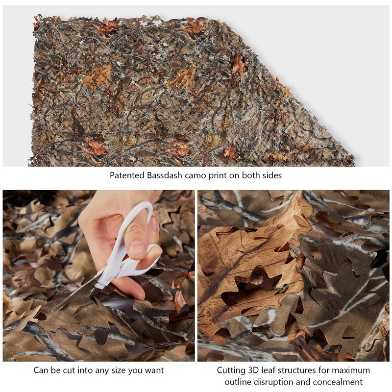 BASSDASH Camo Netting Camouflage Mesh Water Resistant for Hunting Blind