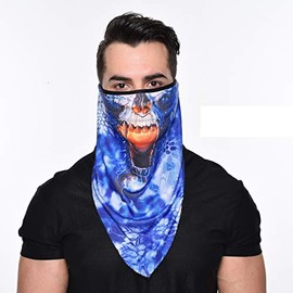 Outdoor Sport 3D Skull Masks Ski Balaclava Dustproof Windbreak Headgear Cycling Scarf Airsoft Motorcycle Face Mask (Dark blue)