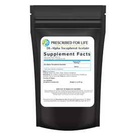 Prescribed For Life Tocopherol Acetate Powder, Water Soluble Alpha Vitamin E, 700 IU gm Powder, Vegan, Gluten Free, Non GMO (2oz / 56g)