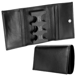 FELDRICH Genuine Leather Coin Holder, Bill Holder, Card Holder, Cowhide Cover, Trifold Wallet, Cow Leather, Large Capacity, Removable, Compact, Portable, Black