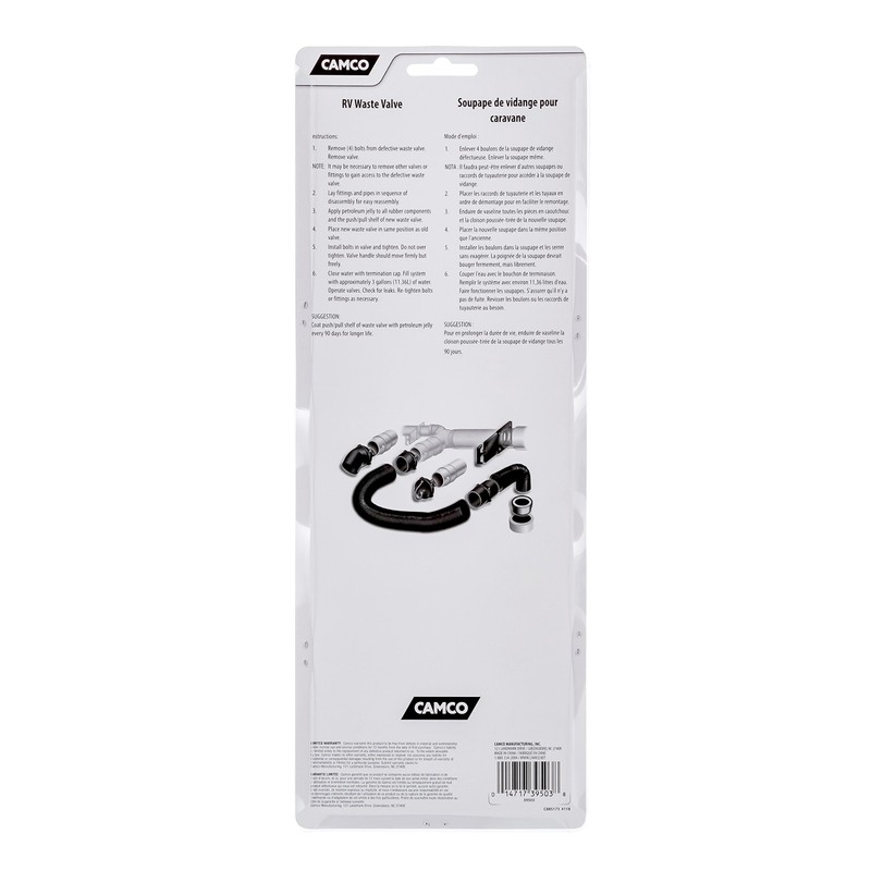 Camco RV Replacement Waste Valve with Handle - Features Durable