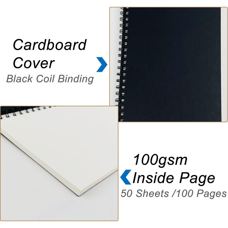 DSTELIN Blank Spiral Notebook, 1-Pack, Soft Cover, Sketch book, 100
