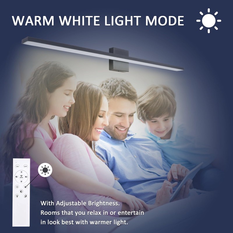 Ralbay 24in Dimmable Black Vanity Light with Remote Control Color