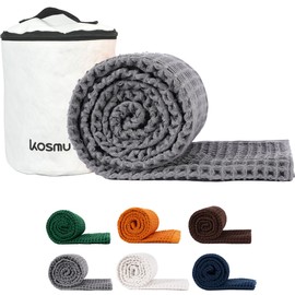 KOSMU Luxury Organic Japanese Cotton Waffle Bath Towel | Thick, Absorbent, Quick Dry Bathroom Towels for Shower, Sauna, Onsen| Hotel & Spa Quality, Gift-Ready (Smoke Grey, Bath Sheet, 67" x 34")