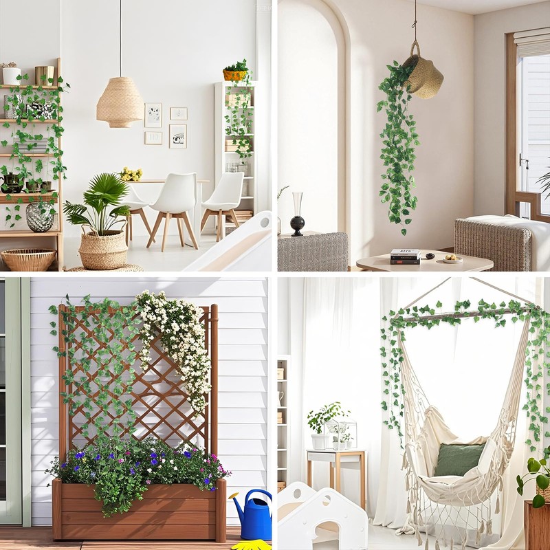 40.5Ft/12 Pack Aesthetic Artificial Greenery, Green Vines Decorations, Artificial Ivy