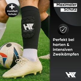 HF Training 3-in-1 Football Shin Pads for Men, Women & Children with Integrated Stocking (Size M) - Shin Protection Including Sock Maximum Protection - Shin Pads & Shin Pads (Small)