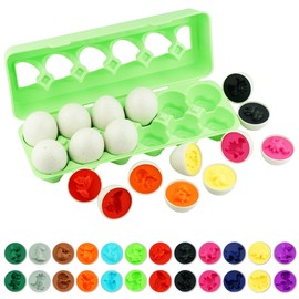 Dimple 12 Fun Egg Matching Toy and Play Dinosaur Matching Egg Toy with Holder -Toddler STEM Toys - Colors and Shapes Recognition Easter Toys for Kids - Educational Color Sorting Toys - Egg Puzzle Set