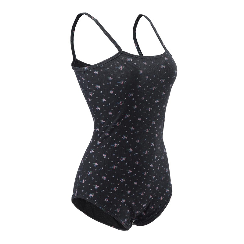 CutiePlusU Cotton Button Crotch Adult Sling Onesie Bodysuit Pyjamas Romper,