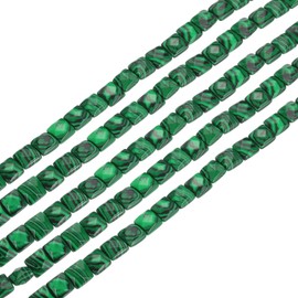 PATIKIL 25 Pack Natural Stone Beads, 8mm Faceted Square Agate Beads Bulk Malachite Stones, for DIY Jewelry Making Necklace Bracelet Accessories, 1 Strands, Dark Green