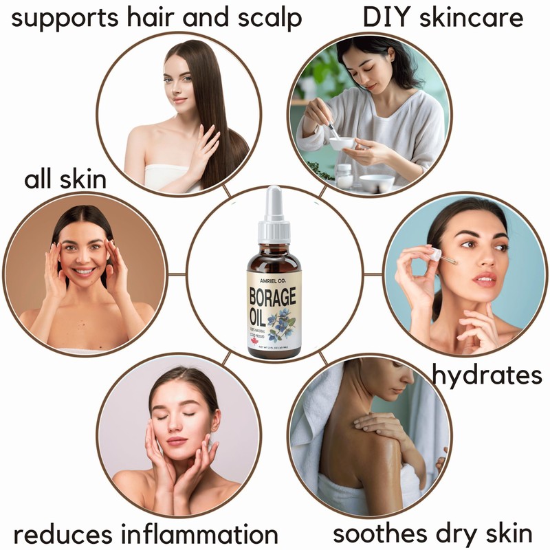 Borage Oil 60ml – 100% Pure Cold-Pressed Oil for Skin,