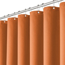 BTTN Waffle Shower Curtains, Weighted Mould Proof Resistant Thick Fabric Shower Curtain for Bathroom, Hotel Luxury Waterproof Cloth Wet Room Shower Curtain Set with 12 Hooks, 182 x 182cm, Burnt Orange