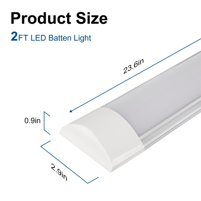 colmeguna 2 Packs 2FT LED Batten Light, Ultra-Thin Ceiling Surface