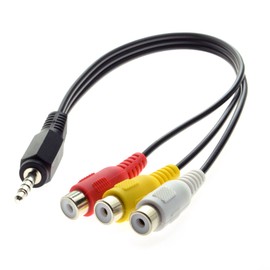 CY 3.5mm 1/8" Male Stereo Car AUX to 3 RCA AV Female Cord Audio Video Composite Cable 20cm