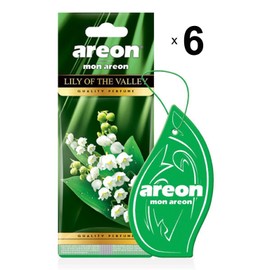 AREON Mon Auto Lufterfrischer Maiglöckchen Grün Blume Anhänger Hängend Aufhängen Spiegel Duft Autoduft Pappe 2D Wohnung (Lily of The Valley Set Pack x 6)
