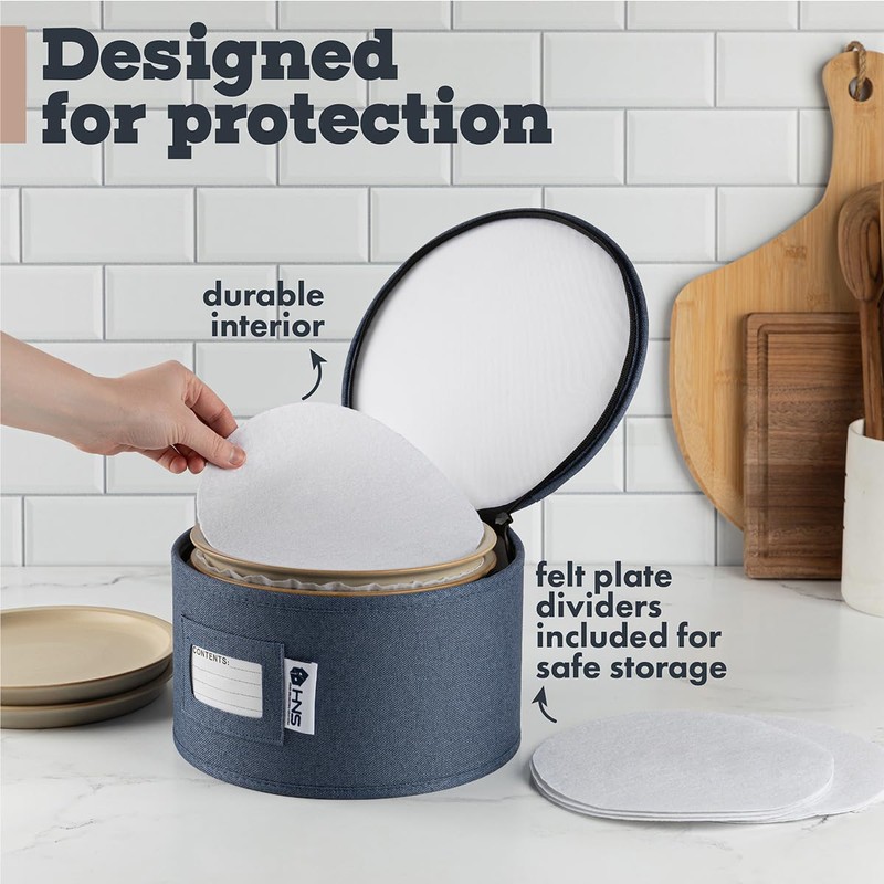 Dinner Plates Storage Container - Hard Shell China Organizer with