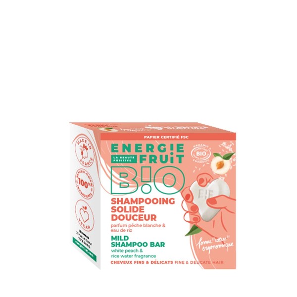 Energie Fruit Strong Gentle Shampoo | White Peach | Fine and Delicate Hair | Organic Certified by Ecocert | Vegan