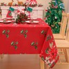 homing Christmas Rectangle Tablecloth – Red Poinsettia Flower Holly Holiday