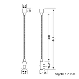 ledscom.de LESCH Socket Lamp Reading Lamp Gooseneck Switch Chrome / Black + LED Lamp 630 lm Warm White