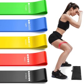 Omnikryp Fitnessbänder Widerstandsbänder Set 5er, Widerstandsbänder mit 5 Stufen, Fitnessband mit Tragetasche, Fitnessbänder für Muskelaufbau Pilates Yoga Physiotherapie Krafttraining Stretching