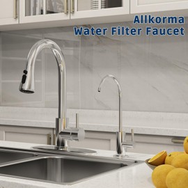 Allkorma Reverse Osmosis Filtered Water Faucet, Water Filter Faucet for Kitchen Sink, Reverse Osmosis Water Filtration System, SUS 304 Stainless Steel, Brushed Nickel