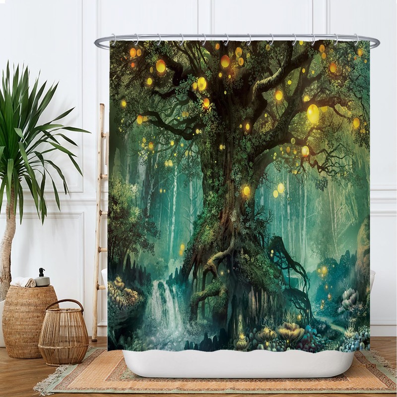 Ulticool Shower Curtain - Fairy Tale Elf Tree Magic Forest