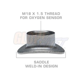 GlowShift Wideband Air/Fuel Ratio Gauge Oxygen Sensor Weld-in Saddle Bung - Stainless Steel - Mounts O2 Sensor to Exhaust Pipe