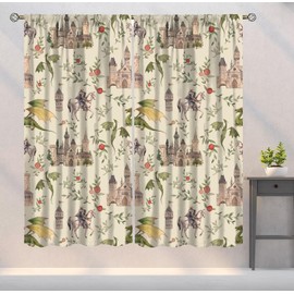 PHTAYOT Dragon Blackout Curtains, Medieval Magical Castle Knights Art Printed Window Drapes for Bedroom Living Room Kitchen Decor Fabric 2 Panels 42x45 Inch 80% Shading Rate