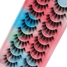 Clear Band Eyelashes, 10 Pairs, Russian Stripes, False Eyelashes, D Curl Lashes, Natural Fluffy 3D Fluffy False Eyelashes, Look Like Eyelash Extensions (D27C)