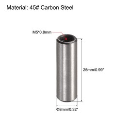 sourcing map Pack of 5 M5 Female Thread Dowel Pin 8 x 25 mm Chamfering Flat Carbon Steel Cylindrical Pen Bed Bookshelf Metal Devices Industrial Pins