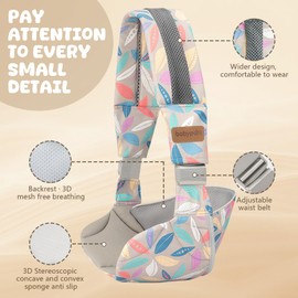 Baby Carrier Sling - Adjustable Breathable Mesh Fabric Wrap for Newborns to 36 Months, Hip Healthy Design with Waist Support