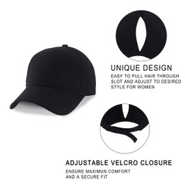 Muryobao Women's Ponytail Baseball Cap Messy High Bun Adjustable Plain Trucker Dad Hat, Cotton-white, One Size