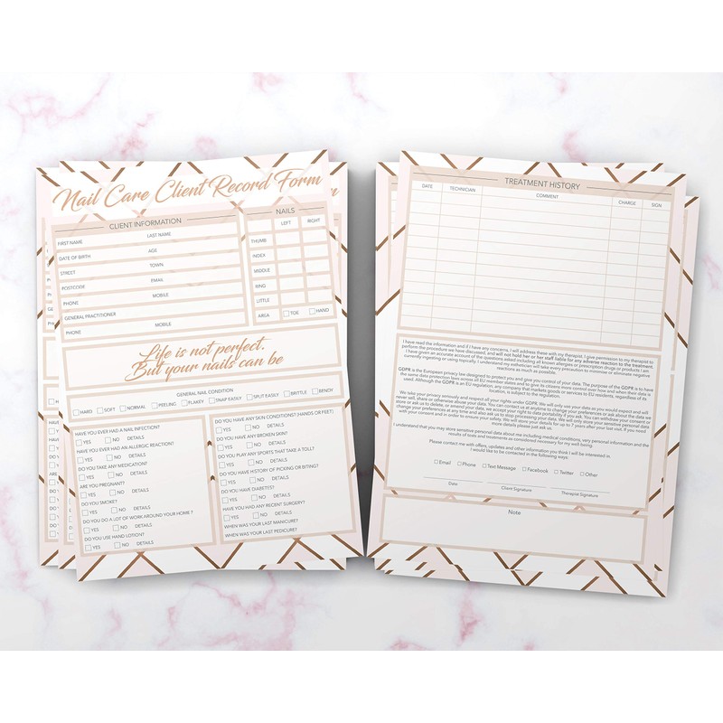 Nail Care Client Cards GDPR Large A5 Size - Salon