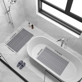 XIYUNTE Rubber Bath Mat for Tub Non Slip Bath Tub Shower Mat, 27 x 16 inches Safety Non Slip Bath Mat for Elderly, Anti Slip Shower Mat with Suction Cups and Drain Holes, Easy to Cut, Ink Gray