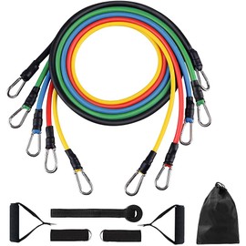 Resistance Bands | Resistance Bands Set Men Women | Workouts Bands | Exercise Band with 5 Fitness Tubes | 2 Foam Handles | Strength Training Home Gym Equipment | ZENO